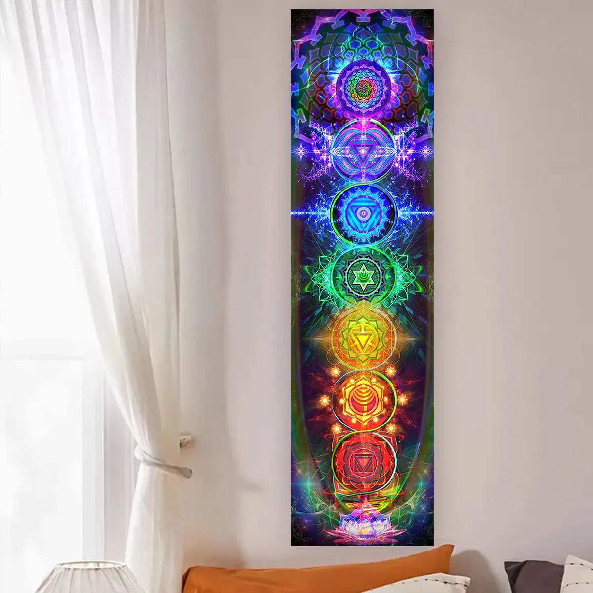 Home Office Yoga Room - Colorful Chakra Wall Tapestry Yoga Meditation