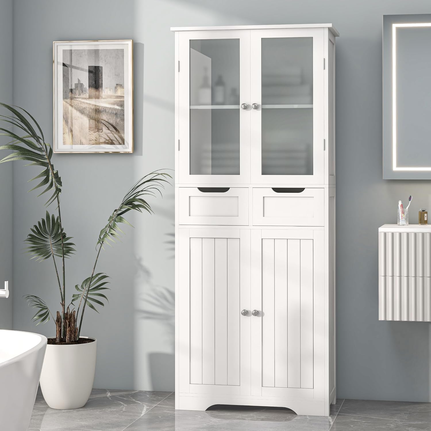 Office Drawer Organizer - Tall Bathroom Storage Cabinet Freestanding Bathroom