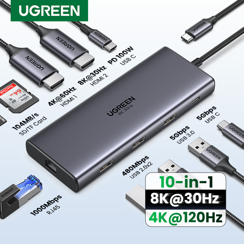 UGREEN Dual HDMI USB-C HUB 8K  - огляд і ціна Home Office For Mac