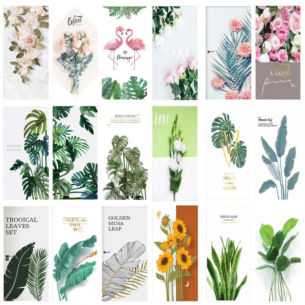 3D Door Sticker Leaf Plants Wa - огляд і ціна Home Office Wallpaper