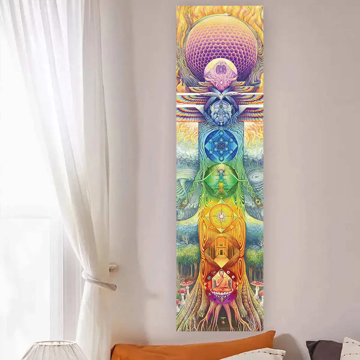 Colorful Chakra Wall Tapestry  - огляд і ціна Home Office Yoga Room