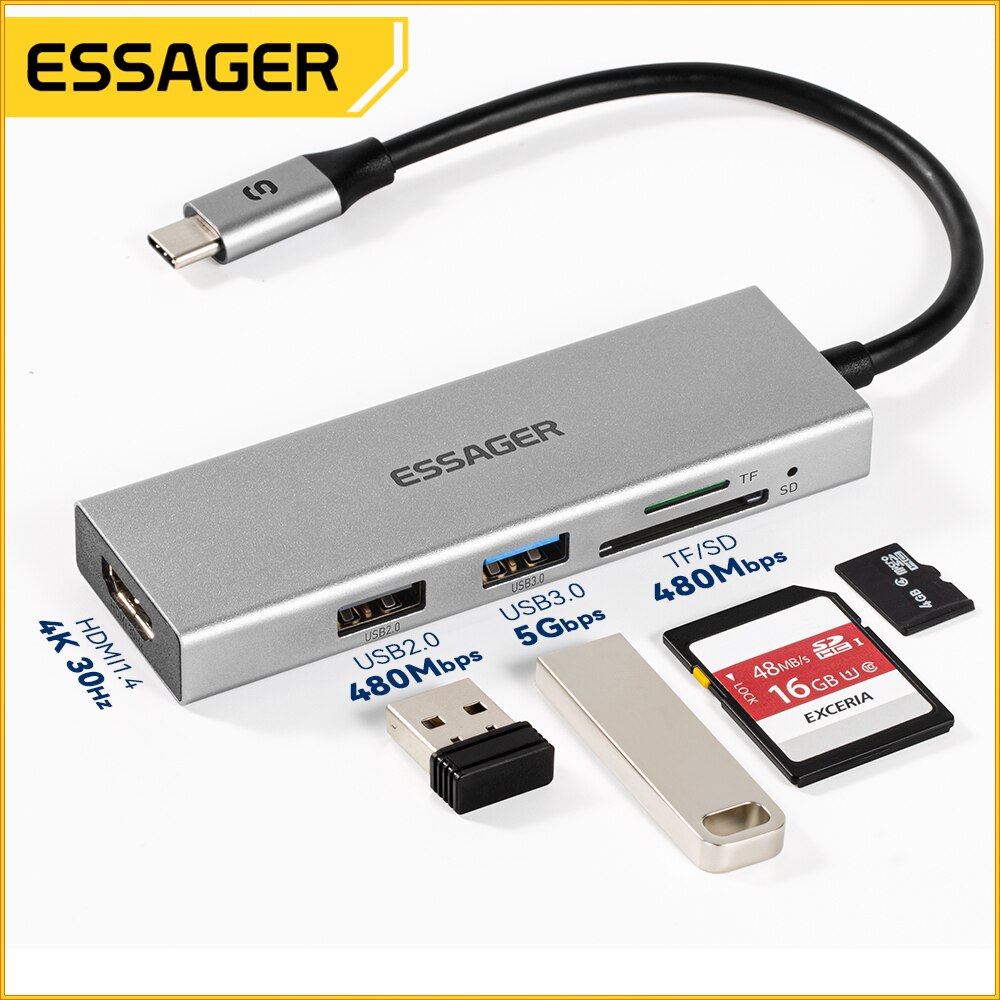 Essager 5 in 1 USB C HUB HDMI- - огляд і ціна Home Office For Mac