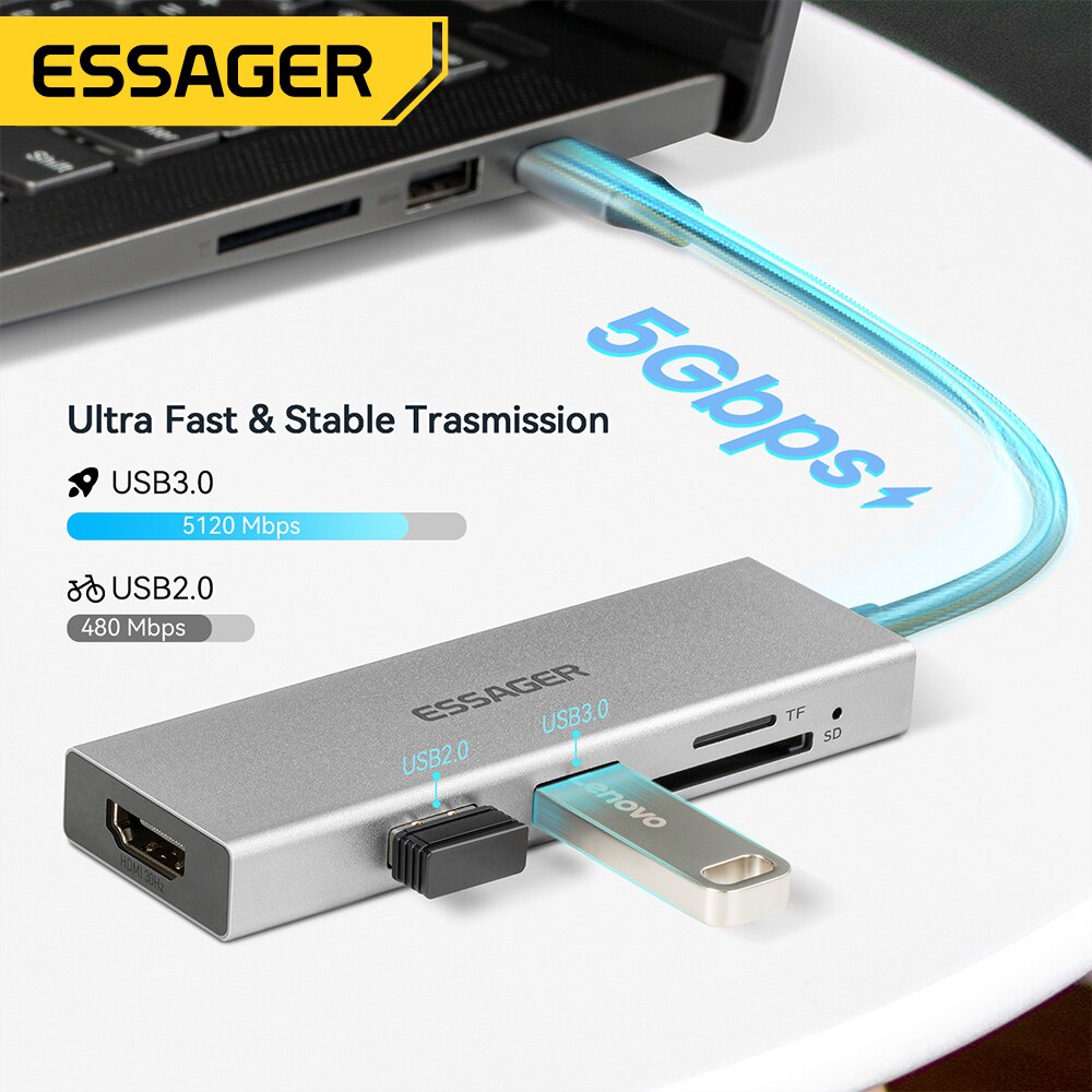 Essager 5 in 1 USB C HUB HDMI- - огляд і ціна Home Office For Mac