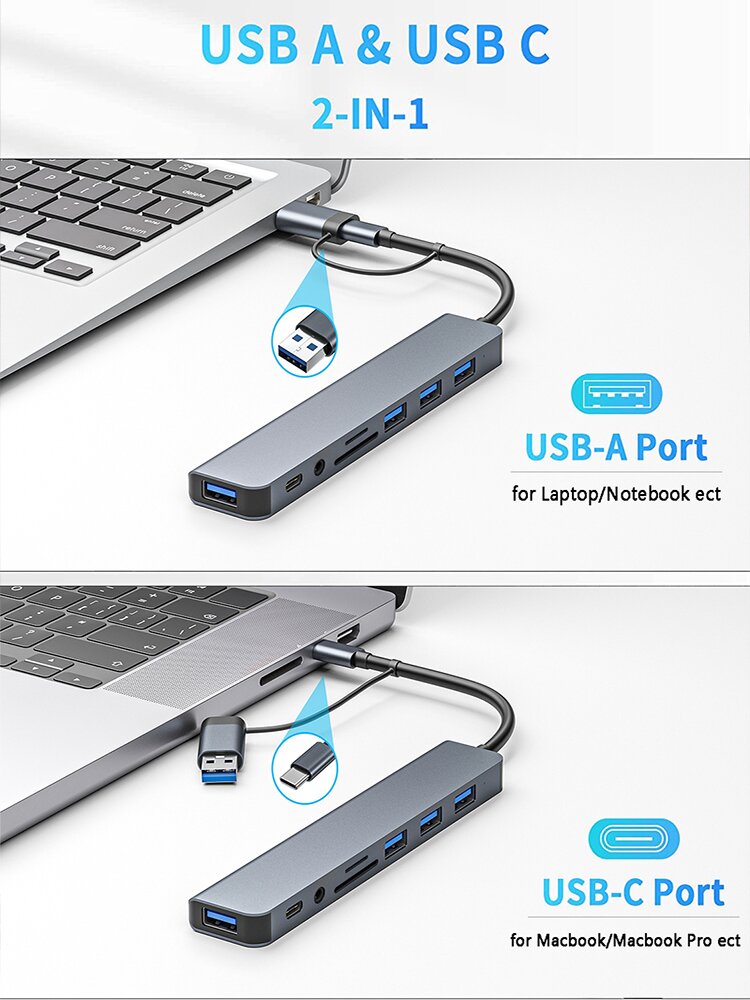 8in1 USB C Hub 4 USB Ports 1 U - огляд і ціна Home Office For Mac