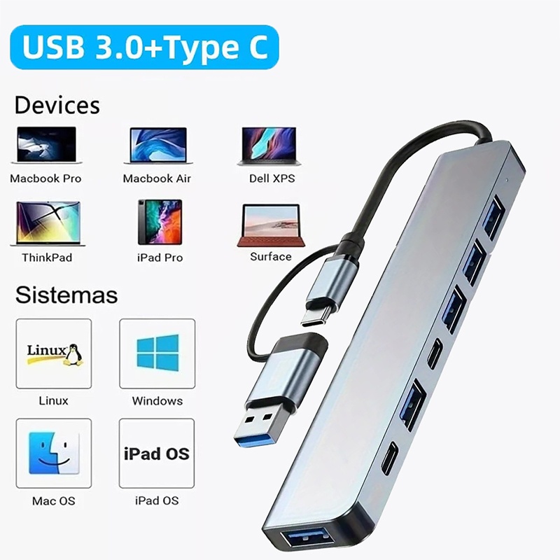 2 In 1 USB3.0 Hub 7 Port Type  - огляд і ціна Home Office For Mac