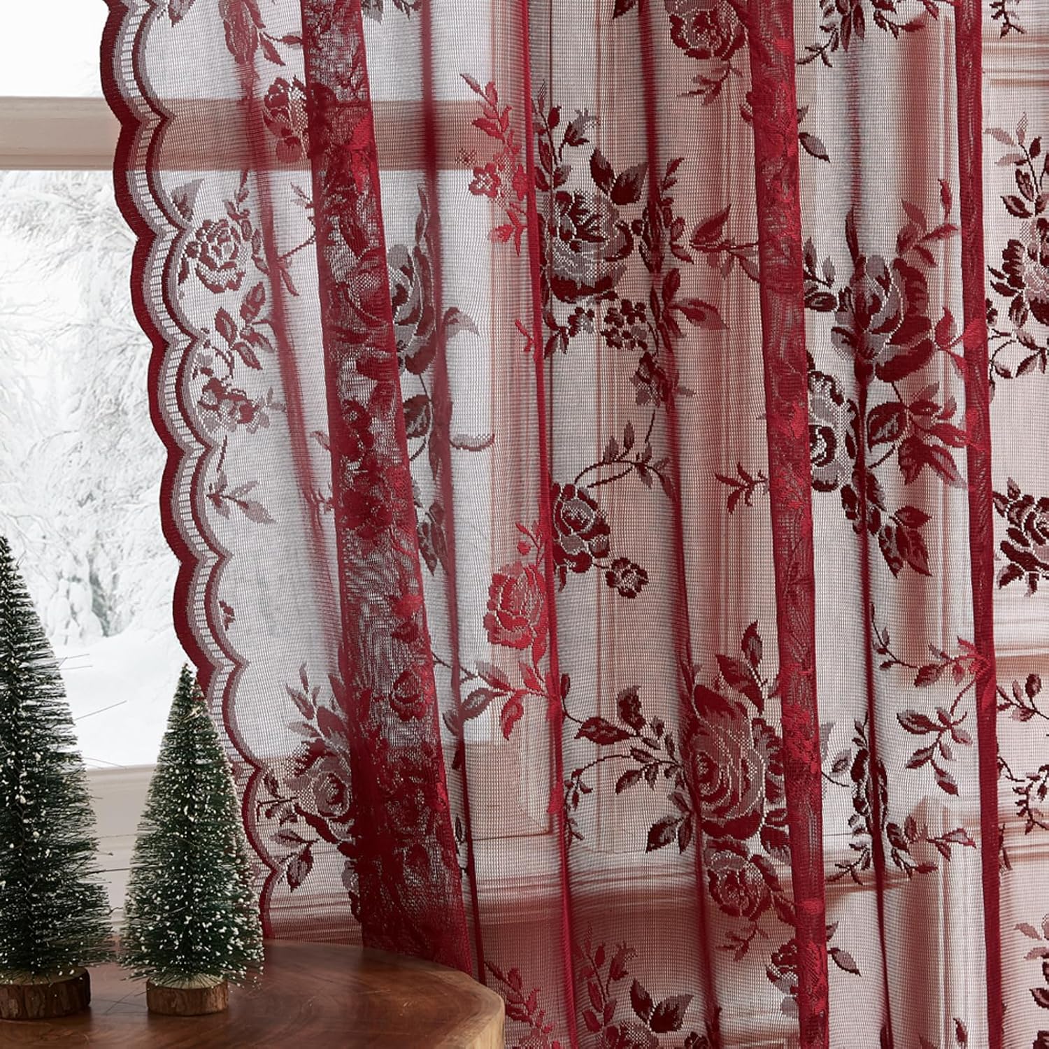 1 PC Burgundy Lace Curtains 45 - огляд і ціна Home Office Pc