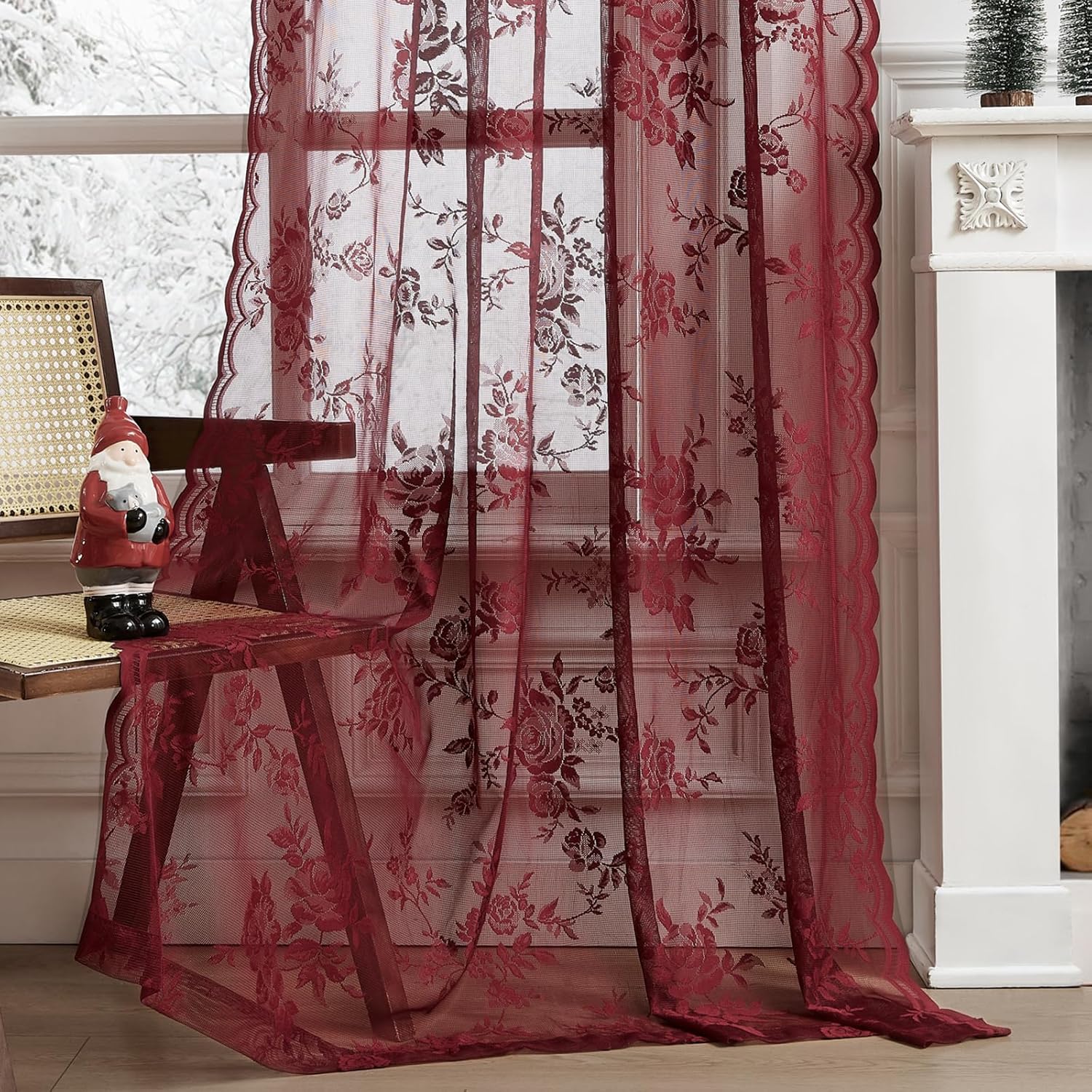 1 PC Burgundy Lace Curtains 45 - огляд і ціна Home Office Pc