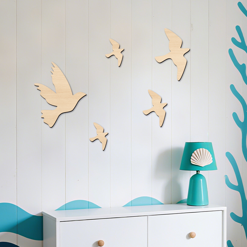 5Pcs Fly Birds Wooden Sign Sea - огляд і ціна Home Office Yoga Room