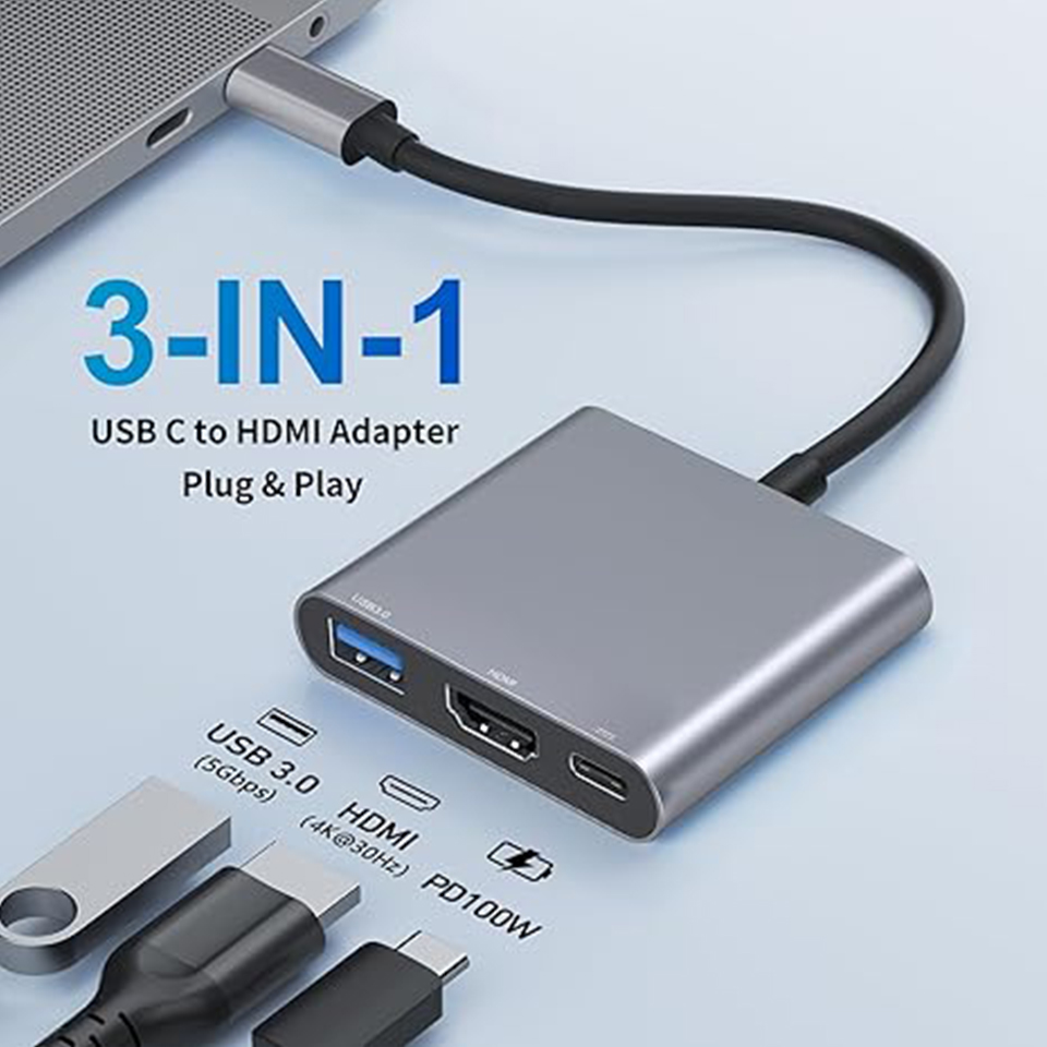 3-In-1 Type-C Usb Hub Male To  - огляд і ціна Home Office For Mac