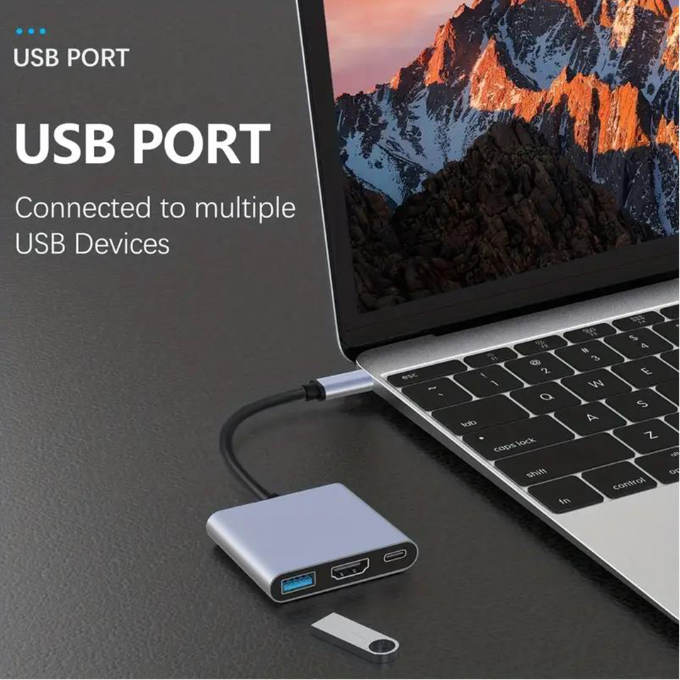 3-In-1 Type-C Usb Hub Male To  - огляд і ціна Home Office For Mac