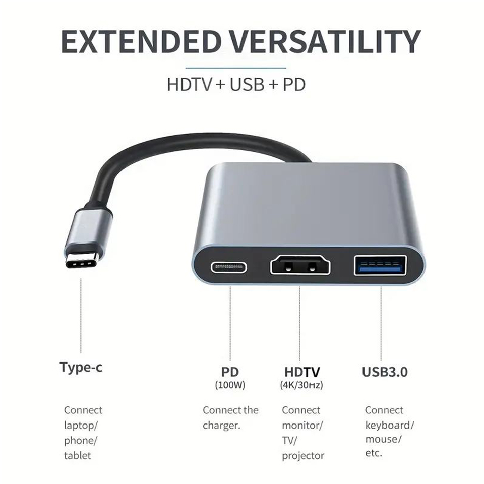 3-In-1 Type-C Usb Hub Male To  - огляд і ціна Home Office For Mac