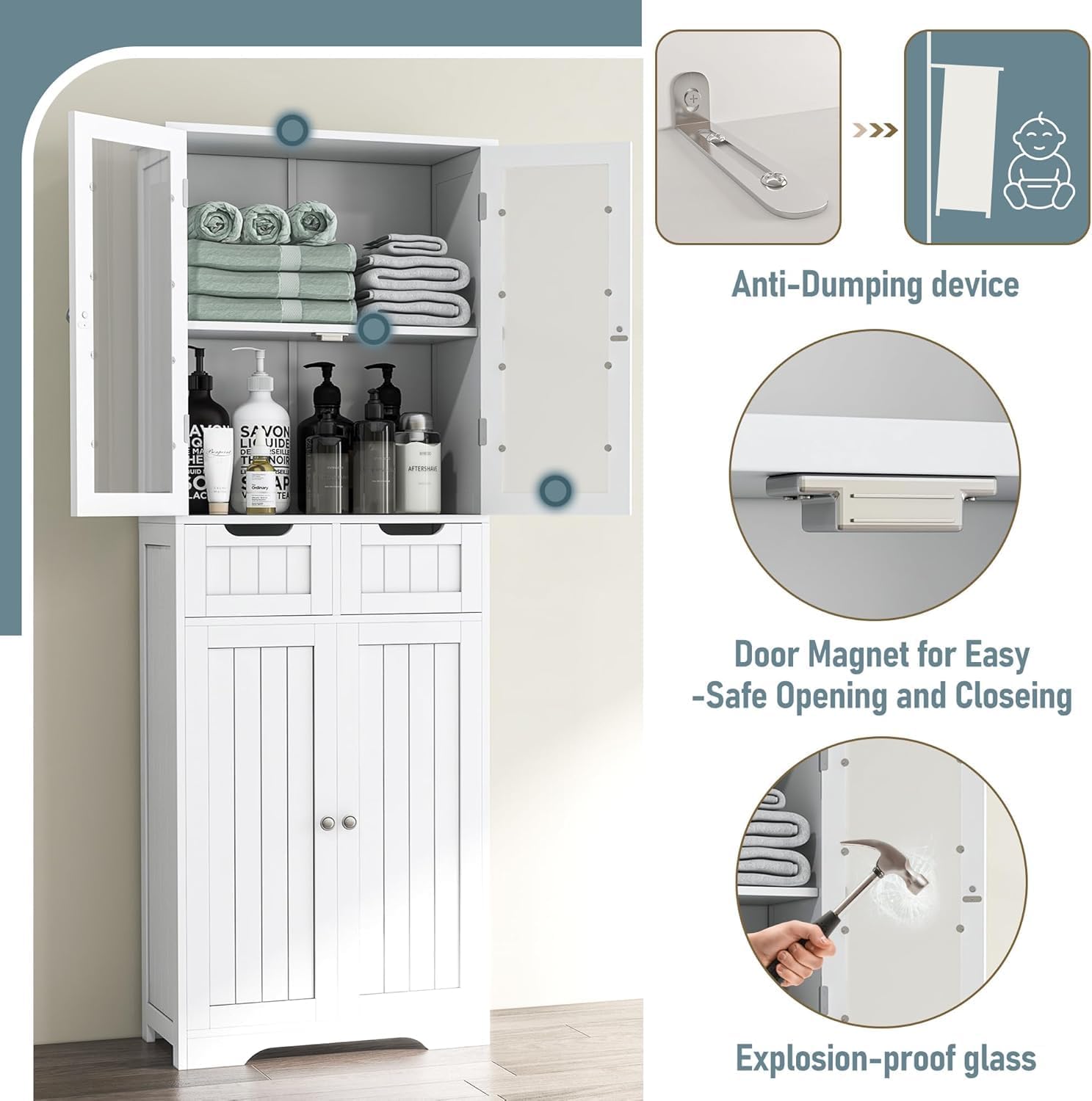 Tall Bathroom Storage Cabinet  - огляд і ціна Office Drawer Organizer